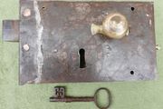 Large 11" x 6" Original Georgian Front Door Lock with Drop Handle (works well)