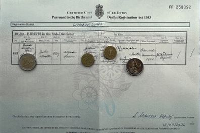 John Lennon of the Beatles, Birth Certificate