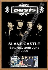 Oasis Slane Castle 2009 concert poster with ticket reproduction print