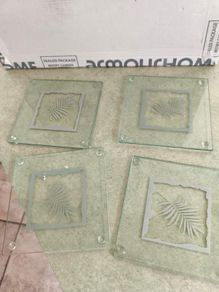 Set of 4 Glass Coasters .