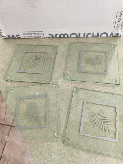 Set of 4 Glass Coasters .