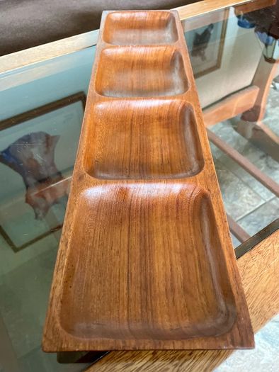 Long Mid Century Moder Genuine Antique Danish Design Handcrafted Wooden Tray
