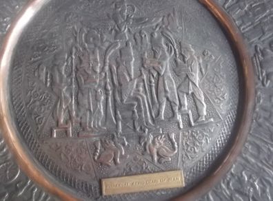 a antique copper and metal plaque for imperial aero club of iran