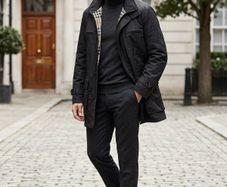 Stunning Burberry Men's Black Lined Coat Jacket