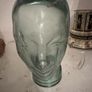 Vintage Green Glass Head, 28cm, Hat or Wig Display Image 3