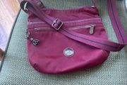 Kipling Arto Burgundy- Maroon Shoulder - Crossbody Bag with metallic monkey / keyring