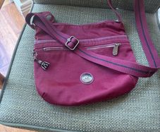 Kipling Arto Burgundy- Maroon Shoulder - Crossbody Bag with metallic monkey / keyring