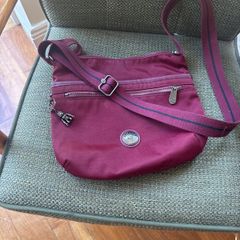 Kipling Arto Burgundy- Maroon Shoulder - Crossbody Bag with metallic monkey / keyring