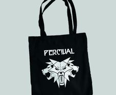 PERCIVAL The Witcher Wild Hunt Cotton tote bag with wolves pattern. NEW