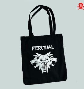 PERCIVAL The Witcher Wild Hunt Cotton tote bag with wolves pattern. NEW