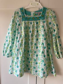 m&s indigo collection turquoise and green tunic smock dress with sequin neckline age 3-4