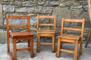 Set of 3 antique Oak childs chairs.