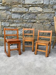 Set of 3 antique Oak childs chairs.