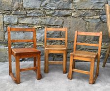 Set of 3 antique Oak childs chairs.