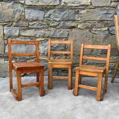 Set of 3 antique Oak childs chairs.