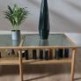 Oak coffee table with fluted glass top Image 5