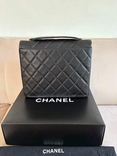 chanel rare vintage caviar Single Flap 24k Gold Plated