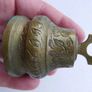 Vintage Brass Bell Etched Ornate Leaf Feather Image 2