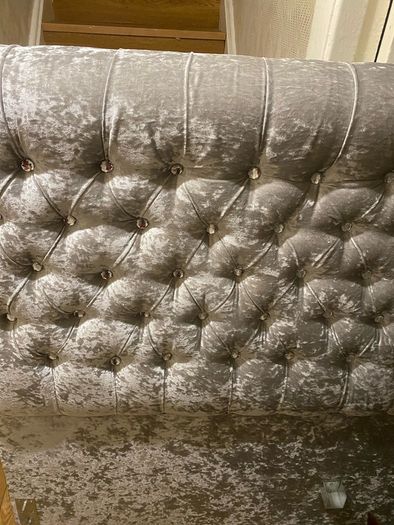 double bed crushed velvet silver sleigh bed