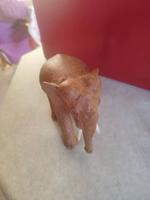 hand carved wood animal elephant vintage carved figurine African animal elephant large carved statue elephant