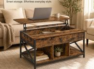 main image for ad Lift Top Coffee Table with Hidden Storage and Shelves Rustic Brown and Black
