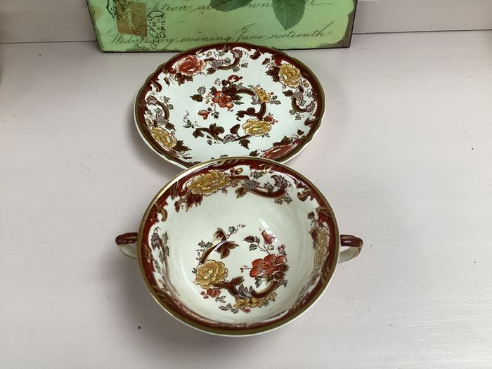 Vintage Masons Ironstone Soup Bowl & Saucer Set