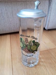 Vintage Glass Beer Stein / Tankard