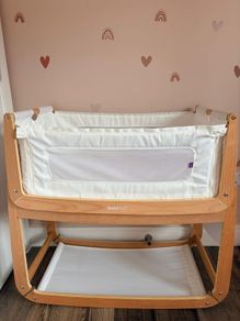 SnuzPod 3 baby cot with mattress, pocket storage and safety straps