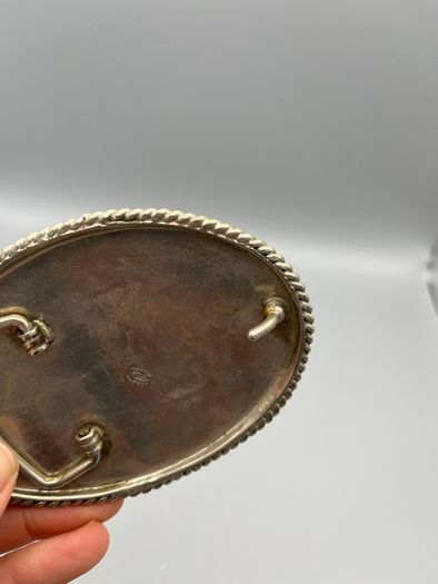 Vintage Alpaca Mexico Western Belt Buckle - Three Horse Heads, Floral Engravings