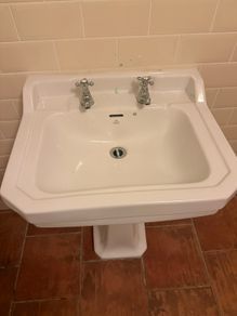 sink Adelphi and taps and waste by shires pedestal sink