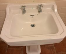 sink Adelphi and taps and waste by shires pedestal sink