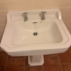 sink Adelphi and taps and waste by shires pedestal sink