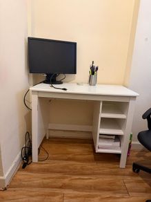 White Office Desk and Black chair