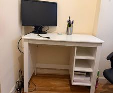 White Office Desk and Black chair