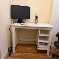 White Office Desk and Black chair