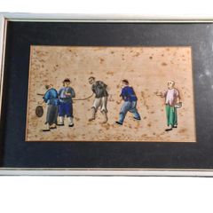 Antique 19th-Century Chinese Watercolour on Pith Paper