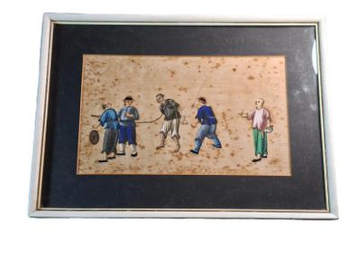 Antique 19th-Century Chinese Watercolour on Pith Paper