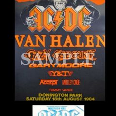 AC/DC concert poster+ticket Monsters Of Rock Donington UK 1984 A3 size replica