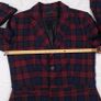 Zara Burgundy Red & Navy Blue Tartan Plaid Tailored Blazer Jacket Size L Image 7