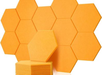 MULTIPLE COLOURS AVAILABLE 12 Pack Rdutuok High Density Hexagon Acoustic Panels,Acoustic Foam Panels 30 x 26 x1 cm Beveled Edge Tiles Sound Proof Padding for Recording Room,Offices,Home and Wall Decoration Silver Gray
