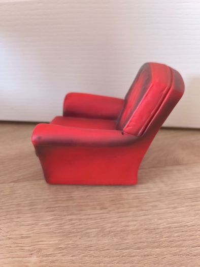 Vintage Sindy Doll Red Armchair Miniature Dollhouse Furniture Chair