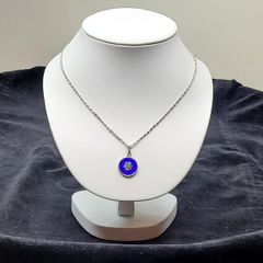 Vintage 925 Sterling Silver Millefiori Murano Glass Pendant & 835 Silver Chain Necklace