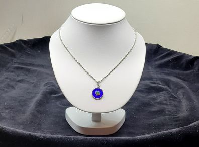 Vintage 925 Sterling Silver Millefiori Murano Glass Pendant & 835 Silver Chain Necklace
