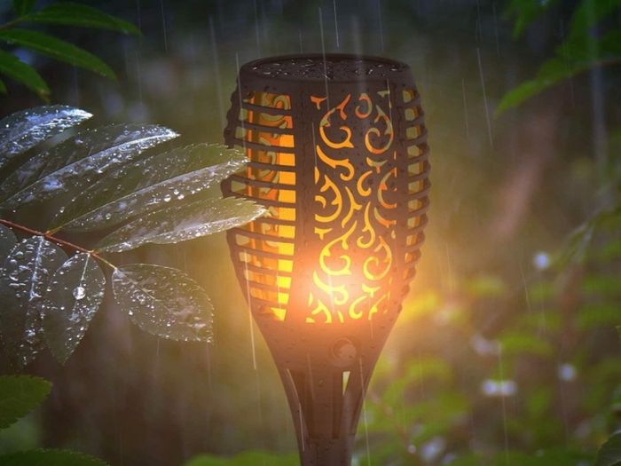 Solar Lights Outdoor Garden, 4 Pack 33LED Waterproof Solar Flickering Dancing Flame Pathway Lights, Dusk to Dawn Auto On and Off for Garden Patio Deck Yard Driveway Pathway