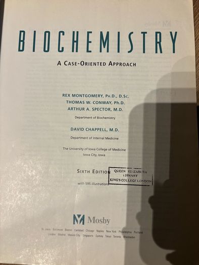 Biochemistry: a case oriented approach. 6th edition