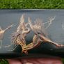 Antique Oriental Lacquered Hand Painted Box  Library Desk Bedroom Romantic Jewelry Box Trinkets 13,5" X 3,5" X 2" Image 4
