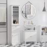 Bathroom Storage Cabinet with 3-tier Shelf Drawer Door, Floor Cabinet Free Standing Tall Slim Side Organizer Shelves, White Image 10