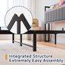 Double Bed Frame with Upholstered Headboard, Wooden Storage Headboard Shelf, 4ft6 Upholstered Bed Frame Image 5