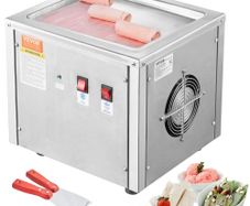 Fried Ice Cream Roll Machine, 11" x 9.5" Stir-Fried Ice Cream Pan, Stainless Steel Rolled Ice Cream Maker with Compressor and 2 Scrapers, for Making Ice Cream, Frozen Yogurt, Ice Cream Rolls