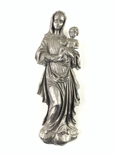 Vintage pewter Madonna and child wall hanging